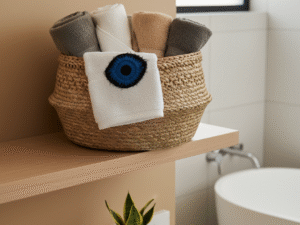 Hand Towels with Crochet Protection Eye Black | CKKoetter Accessories